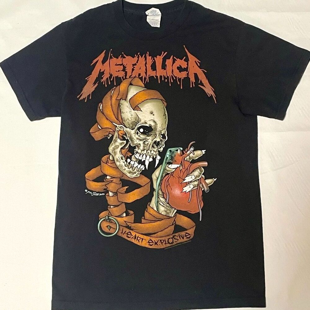 Vintage 2003 Metallica Pushead Heart Explosive Band T Shirt Black Small